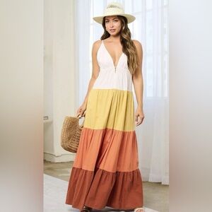 Veveret Colorblock Maxi Boho Hippie
Dress Size Large Beach